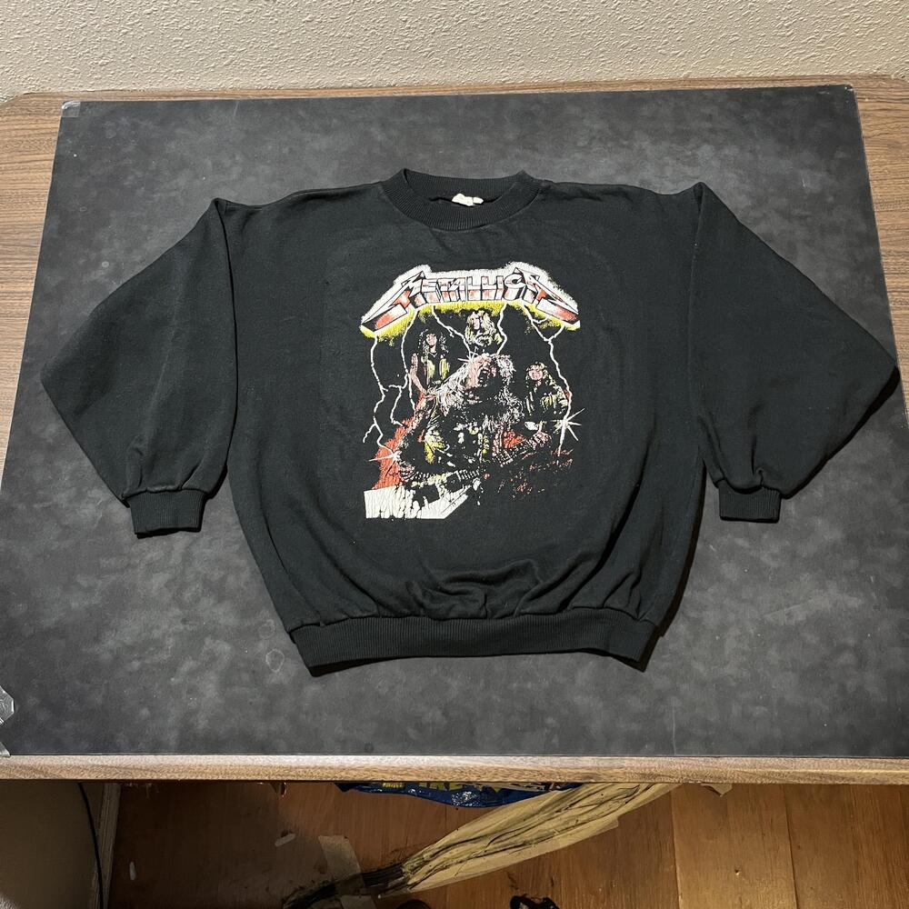Vintage Metallica Sweatshirt Mens Large Crewneck European 80s Parking lot Jumper